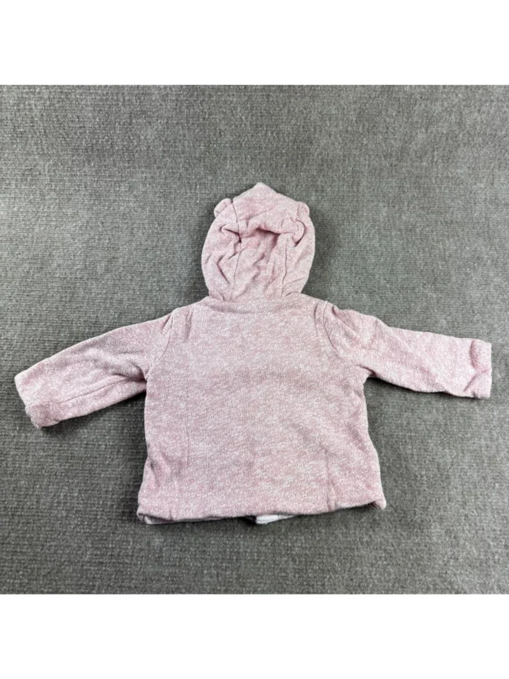 Baby Gap Girls 3-6M Reversible Hooded Bear Cardigan Sweater Pink Stripe Jacket